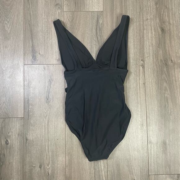 J Crew Ruched Plunging V Neck One Piece Swimsuit US Women's S New - Picture 2 of 6